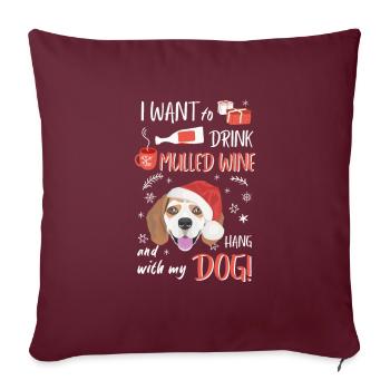 Beagle Vin chaud Noël - Housse de coussin décorative 45 x 45 cm - bordeaux - Devant