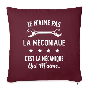 C'est la Mécanique Qui M'aime Cadeau Humour - Housse de coussin décorative 45 x 45 cm - bordeaux - Devant