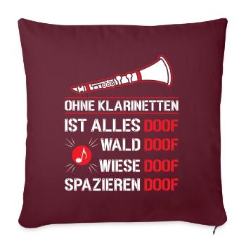 Klarinette Klarinettenspieler Klarinettist - Sofakissenbezug 45 x 45 cm - Burgunderrot - Vorne