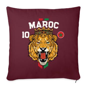 Maroc Lion Drapeau Maillot Football Équipe Sport - Housse de coussin décorative 45 x 45 cm - bordeaux - Devant