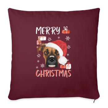 Boxer Joyeux Noël - Housse de coussin décorative 45 x 45 cm - bordeaux - Devant
