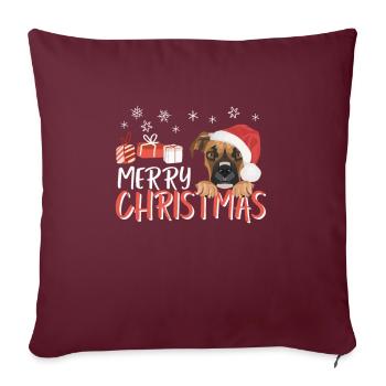 Boxer Joyeux Noël - Housse de coussin décorative 45 x 45 cm - bordeaux - Devant