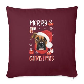 Boxer Joyeux Noël - Housse de coussin décorative 45 x 45 cm - bordeaux - Devant