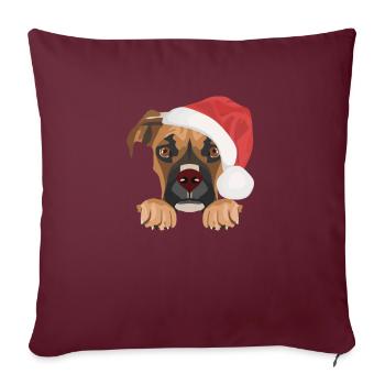 Boxer Joyeux Noël - Housse de coussin décorative 45 x 45 cm - bordeaux - Devant