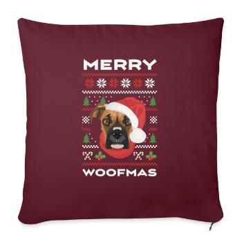Boxer Joyeux Noël - Housse de coussin décorative 45 x 45 cm - bordeaux - Devant