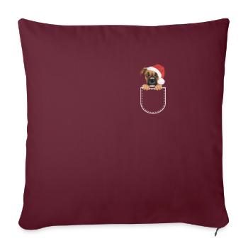 Boxer Joyeux Noël - Housse de coussin décorative 45 x 45 cm - bordeaux - Devant