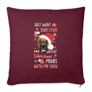 Boxer Joyeux Noël - Housse de coussin décorative 45 x 45 cm - bordeaux - Devant