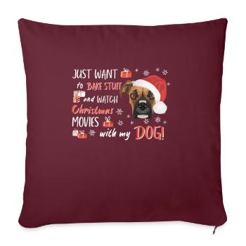 Boxer Joyeux Noël - Housse de coussin décorative 45 x 45 cm - bordeaux - Devant