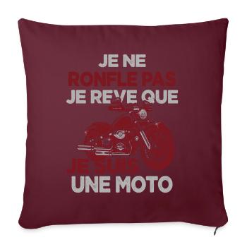 Je Ne Ronfle Pas Je Rêve Que Je Suis Une Moto - Housse de coussin décorative 45 x 45 cm - bordeaux - Devant