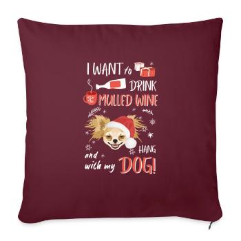 Chihuahua vin chaud Noël - Housse de coussin décorative 45 x 45 cm - bordeaux - Devant