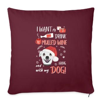 Chihuahua vin chaud Noël - Housse de coussin décorative 45 x 45 cm - bordeaux - Devant