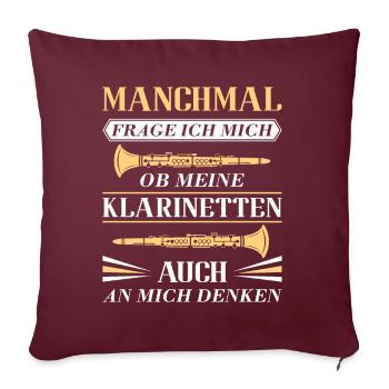 Klarinette Klarinettenspieler Klarinettist - Sofakissenbezug 45 x 45 cm - Burgunderrot - Vorne