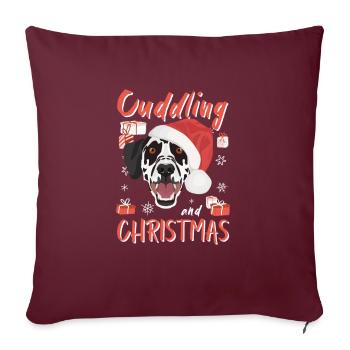 Joyeux Noël dalmate - Housse de coussin décorative 45 x 45 cm - bordeaux - Devant