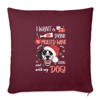 Vin chaud dalmate Noël - Housse de coussin décorative 45 x 45 cm - bordeaux - Devant