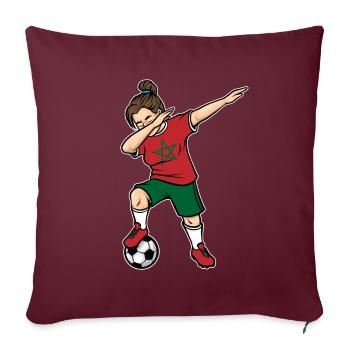 Dabbing Footballeuse Filles Maroc Football - Housse de coussin décorative 45 x 45 cm - bordeaux - Devant