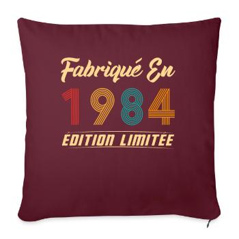 Fabriqué en 1984 Vintage Cadeau D'anniversaire - Housse de coussin décorative 45 x 45 cm - bordeaux - Devant