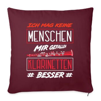 Klarinette Klarinettenspieler Klarinettist - Sofakissenbezug 45 x 45 cm - Burgunderrot - Vorne