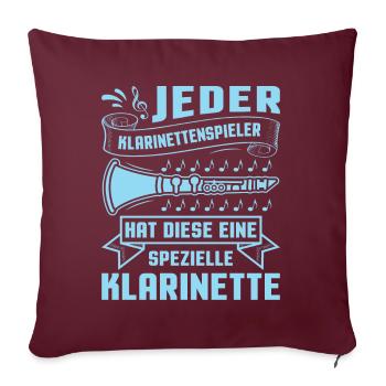 Klarinette Klarinettenspieler Klarinettist - Sofakissenbezug 45 x 45 cm - Burgunderrot - Vorne