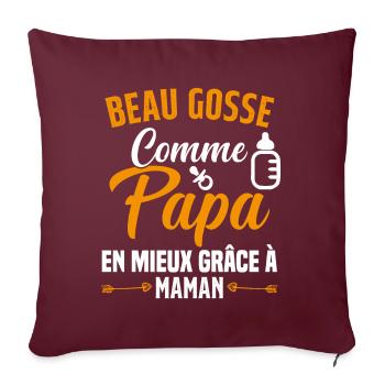 Beau Gosse Comme Papa Cadeau Maman Body Enceinte - Housse de coussin décorative 45 x 45 cm - bordeaux - Devant