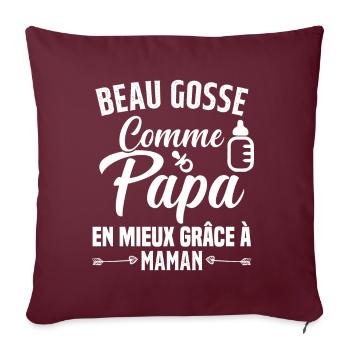 Beau Gosse Comme Papa Cadeau Maman Body Enceinte - Housse de coussin décorative 45 x 45 cm - bordeaux - Devant