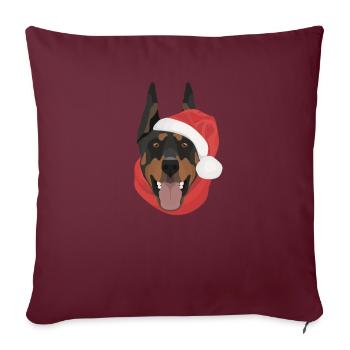 Doberman Joyeux Noël - Housse de coussin décorative 45 x 45 cm - bordeaux - Devant