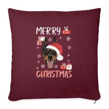 Doberman Joyeux Noël - Housse de coussin décorative 45 x 45 cm - bordeaux - Devant