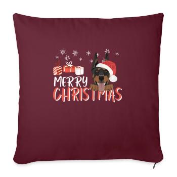 Doberman Joyeux Noël - Housse de coussin décorative 45 x 45 cm - bordeaux - Devant