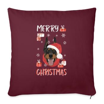 Doberman Joyeux Noël - Housse de coussin décorative 45 x 45 cm - bordeaux - Devant