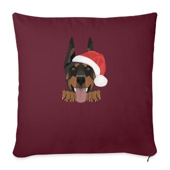 Doberman Joyeux Noël - Housse de coussin décorative 45 x 45 cm - bordeaux - Devant