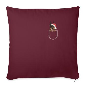 Doberman Joyeux Noël - Housse de coussin décorative 45 x 45 cm - bordeaux - Devant