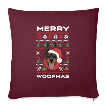 Doberman Joyeux Noël - Housse de coussin décorative 45 x 45 cm - bordeaux - Devant