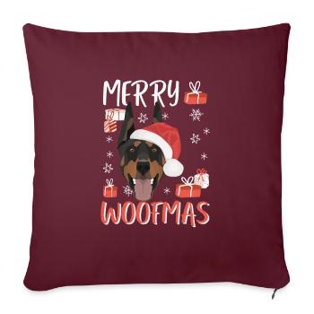 Doberman Joyeux Noël - Housse de coussin décorative 45 x 45 cm - bordeaux - Devant
