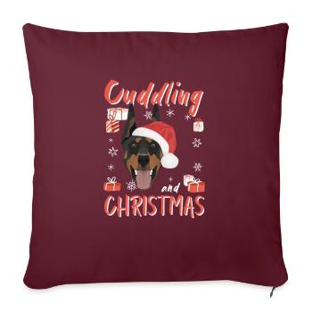 Doberman Joyeux Noël - Housse de coussin décorative 45 x 45 cm - bordeaux - Devant
