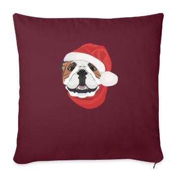 Bouledogue anglais Joyeux Noël - Housse de coussin décorative 45 x 45 cm - bordeaux - Devant