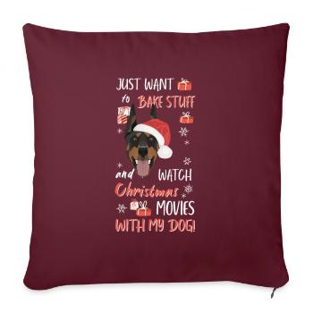 Doberman Joyeux Noël - Housse de coussin décorative 45 x 45 cm - bordeaux - Devant