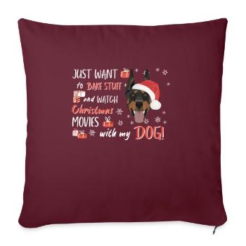 Doberman Joyeux Noël - Housse de coussin décorative 45 x 45 cm - bordeaux - Devant