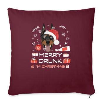 Marché de Noël Doberman - Housse de coussin décorative 45 x 45 cm - bordeaux - Devant