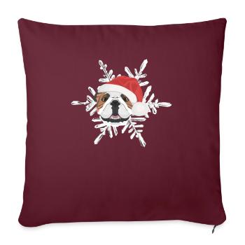Bouledogue anglais Joyeux Noël - Housse de coussin décorative 45 x 45 cm - bordeaux - Devant