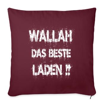 Wallah das beste laden!! Lustiges Outfit - Sofakissenbezug 45 x 45 cm - Burgunderrot - Vorne