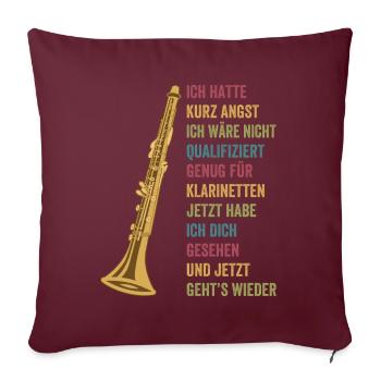 Klarinette Klarinettenspieler Klarinettist - Sofakissenbezug 45 x 45 cm - Burgunderrot - Vorne