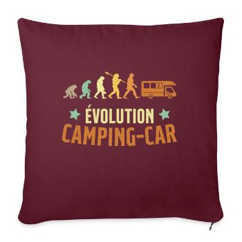 Évolution Camping Car Humour Cadeau - Housse de coussin décorative 45 x 45 cm - bordeaux - Devant