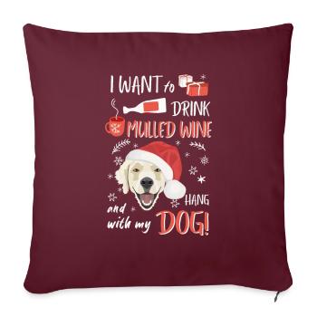 Golden Retriever vin chaud Noël - Housse de coussin décorative 45 x 45 cm - bordeaux - Devant