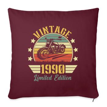 Vintage 1990 Rétro Moto Cadeau D'anniversaire - Housse de coussin décorative 45 x 45 cm - bordeaux - Devant