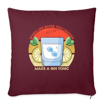 La vie vous donne des citrons drôle de gin en disant - Housse de coussin décorative 45 x 45 cm - bordeaux - Devant