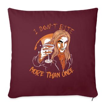 Je ne mords pas plus d’une fois jeu de mots vampire - Housse de coussin décorative 45 x 45 cm - bordeaux - Devant
