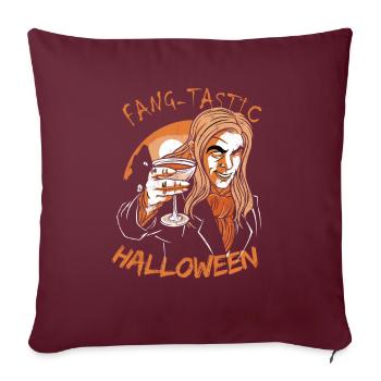 Jeu de mots fangtastique Halloween Vampire - Housse de coussin décorative 45 x 45 cm - bordeaux - Devant