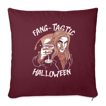 Jeu de mots fangtastique Halloween Vampire - Housse de coussin décorative 45 x 45 cm - bordeaux - Devant
