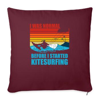 J’étais normal avant le kitesurf drôle de kitesurf - Housse de coussin décorative 45 x 45 cm - bordeaux - Devant