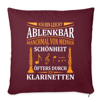 Klarinette Klarinettenspieler Klarinettist - Sofakissenbezug 45 x 45 cm - Burgunderrot - Vorne