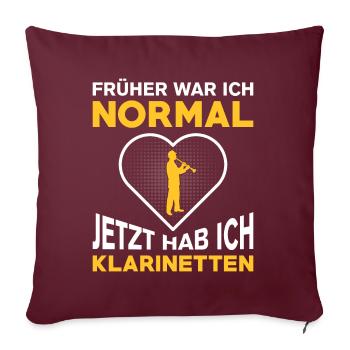 Klarinette Klarinettenspieler Klarinettist - Sofakissenbezug 45 x 45 cm - Burgunderrot - Vorne